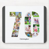 Foto Collage 70th Birthday Number 70 Personalized Muismat (Voorkant)