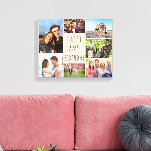 Foto Collage 7 Afbeelding Beige Brown 18e verjaard Canvas Afdruk (Insitu (Woonkamer))