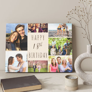 Foto Collage 7 Afbeelding Beige Brown 18e verjaard Canvas Afdruk