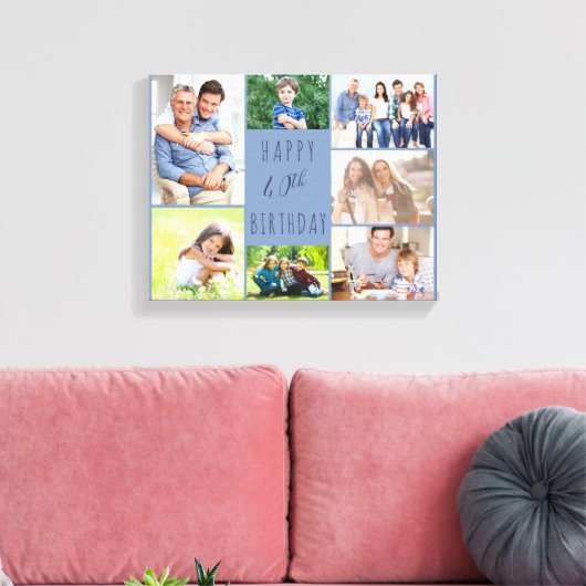 Foto Collage 7 Afbeelding Blue 40th Birthday Canvas Afdruk (Insitu (Woonkamer))