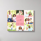 Foto Collage 7 Afbeelding Coral Pink 60th Birthday Canvas Afdruk (Voorkant)