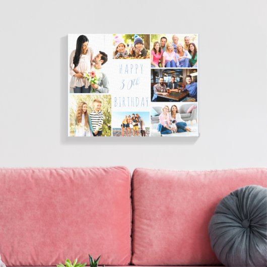 Foto Collage 7 Afbeelding Dusty Blue 30th Birthday Canvas Afdruk (Insitu (Woonkamer))