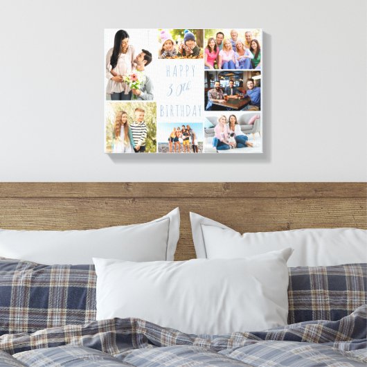 Foto Collage 7 Afbeelding Dusty Blue 30th Birthday Canvas Afdruk (Insitu (Slaapkamer))