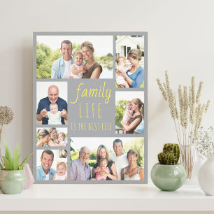 Foto Collage 7 Afbeelding Gezinsleven Citaat Grijs Canvas Afdruk