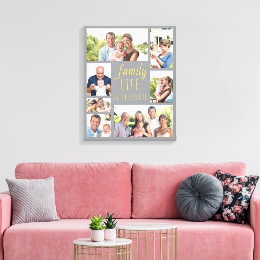 Foto Collage 7 Afbeelding Life Quote Gray Canvas Afdruk (Insitu (Woonkamer))