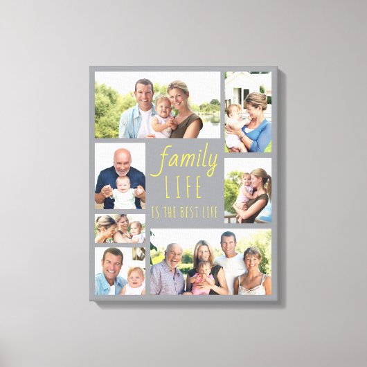 Foto Collage 7 Afbeelding Life Quote Gray Canvas Afdruk (Voorkant)