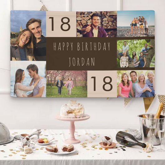 Foto Collage 7 Afbeelding Persoonlijk 18e verjaard Spandoek