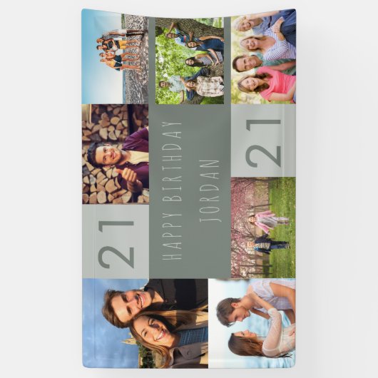 Foto Collage 7 Afbeelding Persoonlijk 21e verjaard Spandoek (Verticaal)
