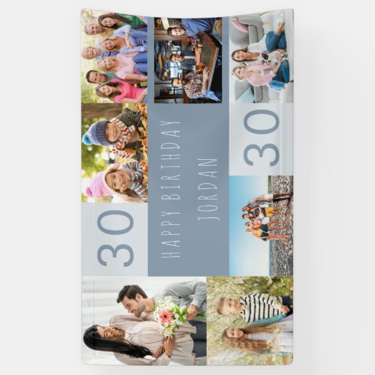 Foto Collage 7 Afbeelding Persoonlijk 30e verjaard Spandoek (Verticaal)