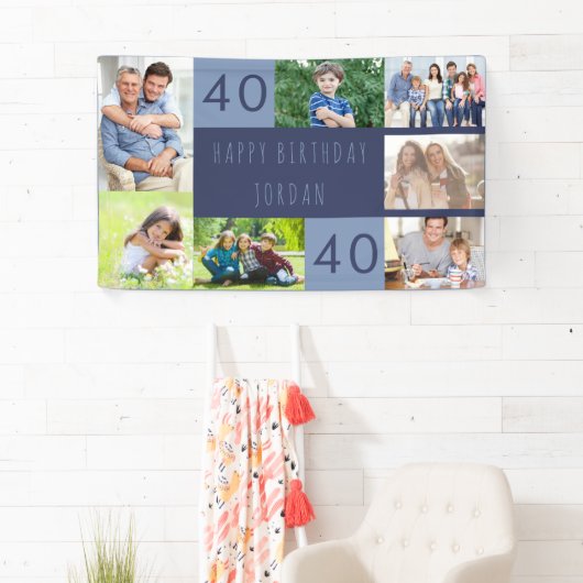 Foto Collage 7 Afbeelding Persoonlijk 40e verjaard Spandoek (Insitu)