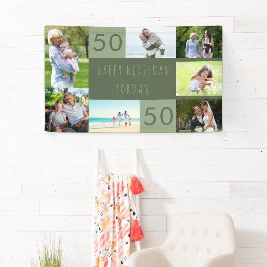 Foto Collage 7 Afbeelding Persoonlijk 50e verjaard Spandoek (Insitu)