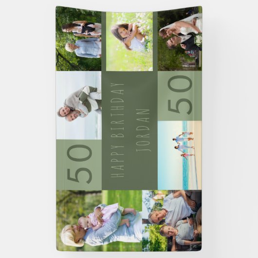 Foto Collage 7 Afbeelding Persoonlijk 50e verjaard Spandoek (Verticaal)