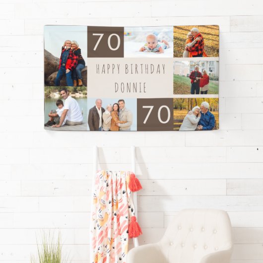 Foto Collage 7 Afbeelding Persoonlijk 70e verjaard Spandoek (Insitu)