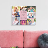 Foto Collage 7 Afbeelding Roze grijze 80e verjaard Canvas Afdruk (Insitu (Woonkamer))