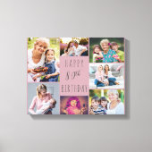 Foto Collage 7 Afbeelding Roze grijze 80e verjaard Canvas Afdruk (Voorkant)
