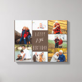 Foto Collage 7 Afbeelding Warm Brown 70th Birthday Canvas Afdruk (Voorkant)