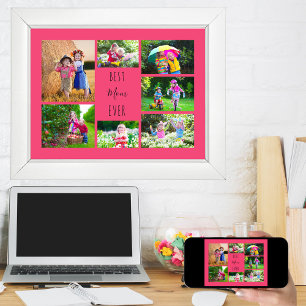 Foto Collage 7 foto's Beste Moeder Ooit Roze Poster