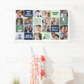 Foto Collage 80ste Verjaardag Op Maat Mint Blauw Spandoek (Insitu)