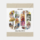 Foto Collage 80th Birthday Neutraal Beige Afbeeldi Fleece Deken (Voorkant)