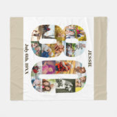 Foto Collage 80th Birthday Neutraal Beige Afbeeldi Fleece Deken (Voorkant (Horizontaal))