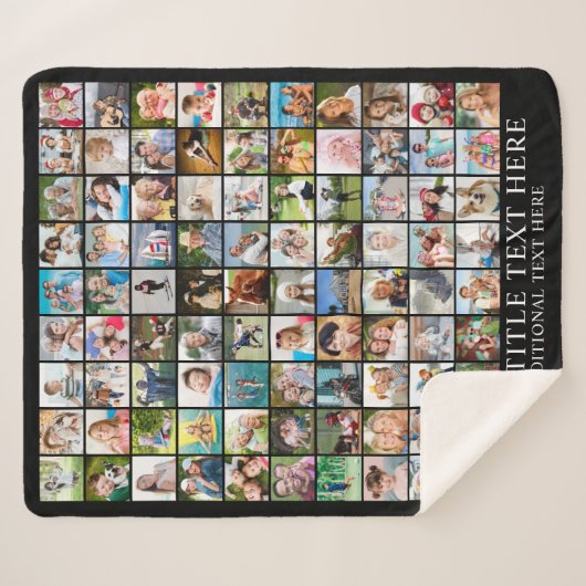 Foto Collage 90 vierkante Afbeeldingen Aangepaste  Sherpa Deken (Voorkant (horizontaal))