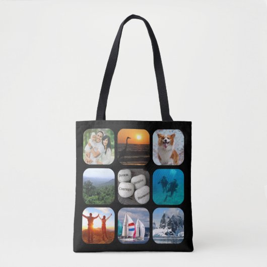 Foto Collage 9 Ronde Hoek Afbeeldingen Tote Bag (Voorkant)