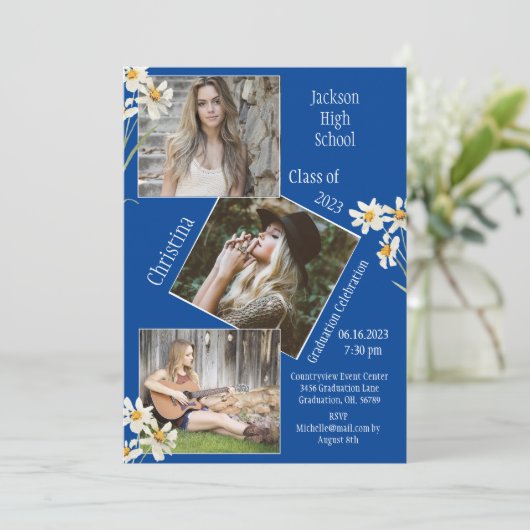 Foto Collage Aangepast 4 Afbeeldingen Blauw Aankondiging (Staand voorkant)