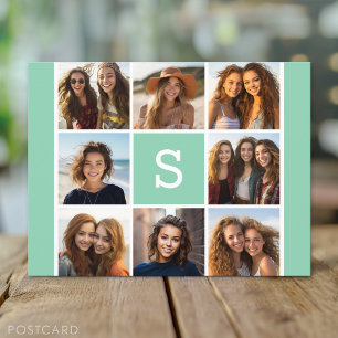 Foto Collage Aangepast Initiaal Muntgroen Briefkaart