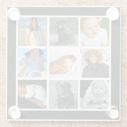 Foto Collage Aangepaste 9 Afbeeldingen Glazen Onderzetter (Achterkant)