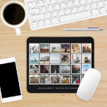 Foto Collage aangepaste kleur zwart Muismat<br><div class="desc">Een prachtige herdenking van uw trouwdag of een andere speciale gebeurtenis met 24 vierkante foto's in witte lijsten in een rasterlay-out met een aangepaste kleur achtergrond om uw bruiloft, speciale gebeurtenis of kamerdecor aan te passen. Editable tekst onder fotolay-out. Monster shows zwarte achtergrondkleur. Klik op "Aanpassen" en gebruik de stalen...</div>