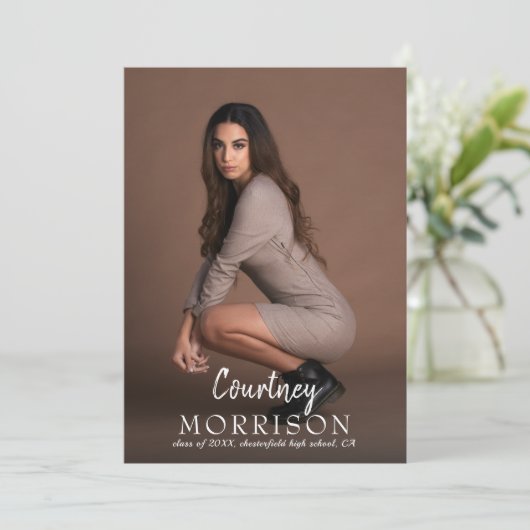 Foto Collage aangepaste naam tekstbedekking Afstud Aankondiging (Staand voorkant)