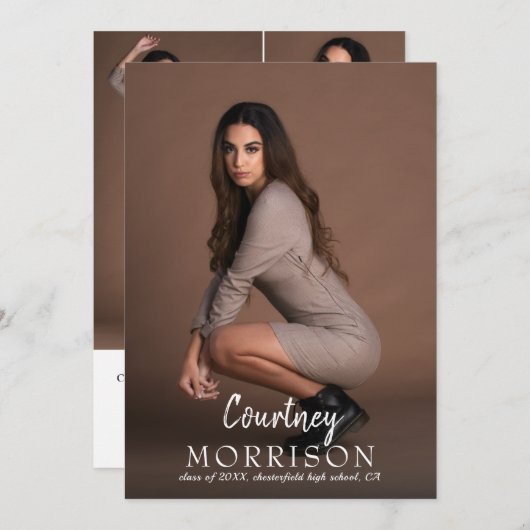 Foto Collage aangepaste naam tekstbedekking Afstud Aankondiging (Voorkant / Achterkant)