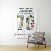 Foto-collage achtergrond voor 70e verjaardagsfeest wandkleed (In situ)