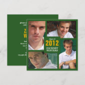 Foto Collage Afstudeerder Invitation - Green Kaart (Voorkant / Achterkant)