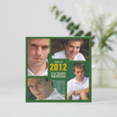 Foto Collage Afstudeerder Invitation - Green Kaart (Staand voorkant)
