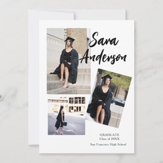 Foto Collage Afstuderen Aankondigingskaart Kaart (Voorkant)