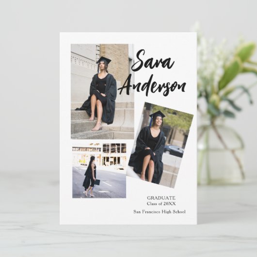 Foto Collage Afstuderen Aankondigingskaart Kaart (Staand voorkant)