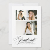 Foto Collage Afstuderen Card BLACK/3 foto's Kaart (Voorkant)