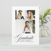 Foto Collage Afstuderen Card BLACK/3 foto's Kaart (Staand voorkant)