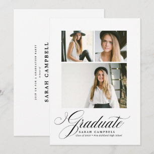 Foto Collage Afstuderen Card BLACK/3 foto's Kaart