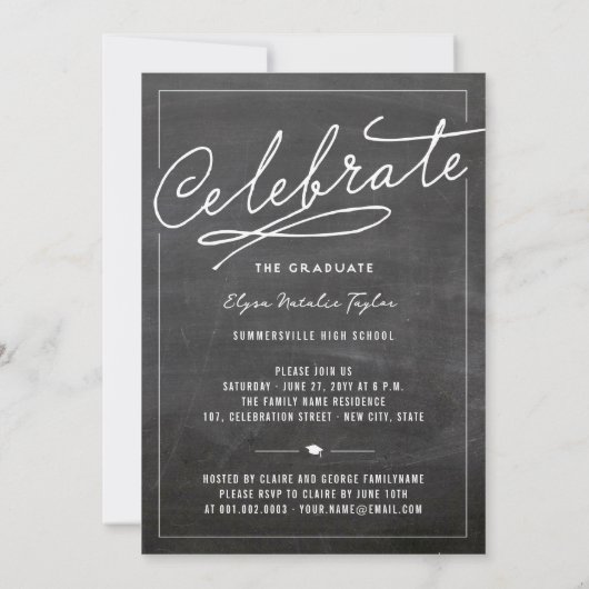 Foto-Collage Afstuderen Chalkboard Graduparty Kaart (Achterkant)