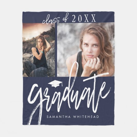 Foto Collage Afstuderen Fleece Blanket Blue Deken (Voorkant)