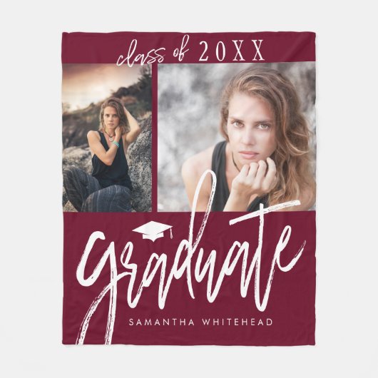 Foto Collage Afstuderen Fleece Blanket Burgundy (Voorkant)