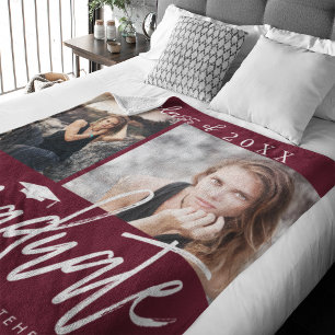 Foto Collage Afstuderen Fleece Blanket Burgundy Deken