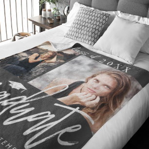 Foto Collage Afstuderen Fleece Blanket Dark Gray Deken