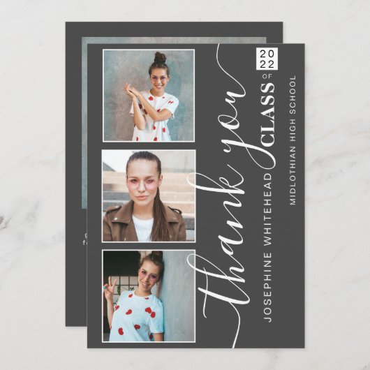 Foto Collage Afstuderen Hartelijk dank 2022 Dark G Bedankkaart (Voorkant / Achterkant)