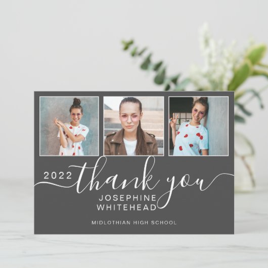 Foto Collage Afstuderen Hartelijk dank 2022 Dark G Bedankkaart (Staand voorkant)