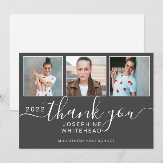 Foto Collage Afstuderen Hartelijk dank 2022 Dark G Bedankkaart (Voorkant / Achterkant)