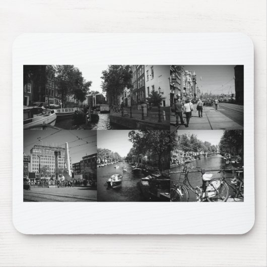 Foto collage Amsterdam 1 in zwart-wit Muismat (Voorkant)