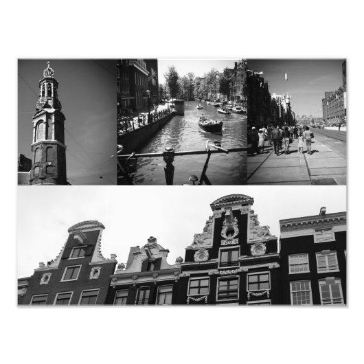 Foto collage Amsterdam 2 in zwart-wit Afdruk (Voorkant)